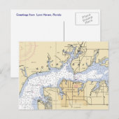 North Bay Lynn Haven, Florida Nautical Chart Card Briefkaart (Voorkant / Achterkant)