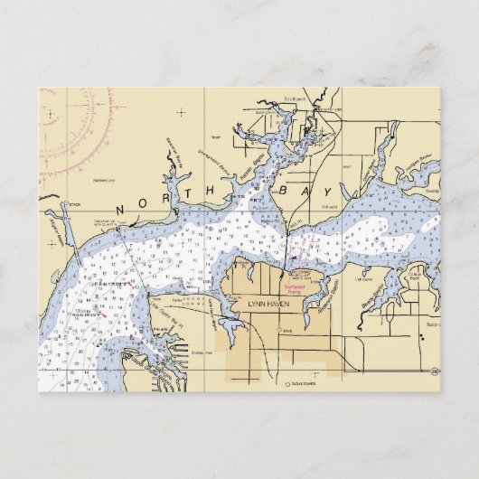 North Bay Lynn Haven, Florida Nautical Chart Card Briefkaart (Voorkant)