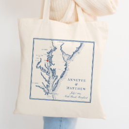 North Beach Maryland Elegant Navy Bruiloft Welkom Tote Bag