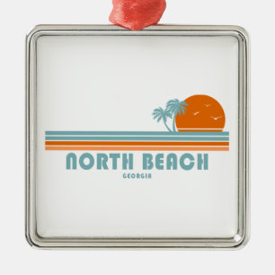 North Beach Tybee Island Georgia Sun Palm Trees Metalen Ornament