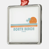 North Beach Tybee Island Georgia Sun Palm Trees Metalen Ornament (Links)