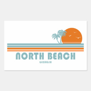 North Beach Tybee Island Georgia Sun Palm Trees Rechthoekige Sticker