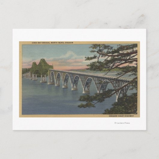 North Bend, Oregon - Coos Bay Bridge Uitzicht Briefkaart (Voorkant)