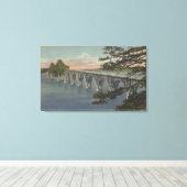 North Bend, Oregon - Coos Bay Bridge Uitzicht Canvas Afdruk (Insitu (Houten vloer))