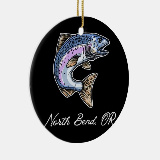 North Bend Oregon Cute Silvers Coho Salmon Keramisch Ornament (Rechts)