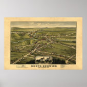 North Berwick ME Panoramic Birdseye Uitzicht 1877 Poster (Voorkant)
