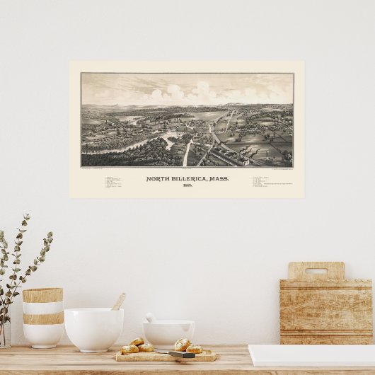 North Billerica, MA Panoramic Map - 1887 Poster (Keuken)