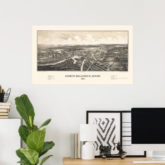 North Billerica, MA Panoramic Map - 1887 Poster (Thuiskantoor)