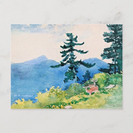 North Bossen Club, Adirondacks, beroemd schilderij Briefkaart (Voorkant)
