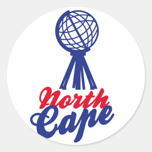 NORTH CAPE GLOBE SCULP. RONDE STICKER (Voorkant)