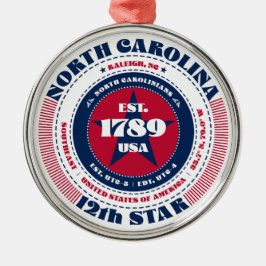 North Carolina 12e staat kerstversiering Metalen Ornament