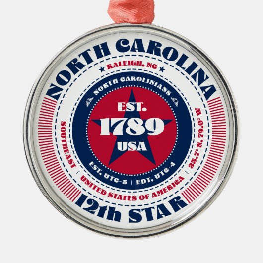 North Carolina 12e staat kerstversiering Metalen Ornament (Voorkant)