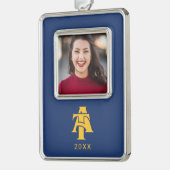 North Carolina A&T State University | A LOGO Verzilverd Omlijst Ornament (Links)