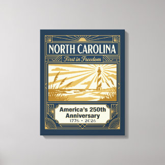 North Carolina Art Deco Amerika 250ste verjaardag Canvas Afdruk