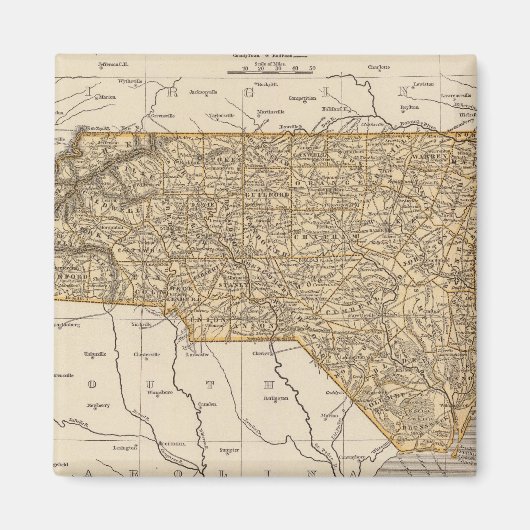 North Carolina Atlas Map Magneet (Voorkant)