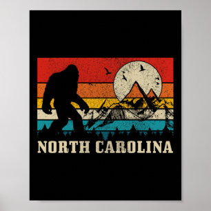 North Carolina Bigfoot Vintage Bergen Wandelen Kle Poster