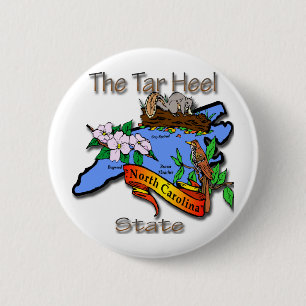 North Carolina Blue The Tar Hiel State BirdFlower Ronde Button 5,7 Cm