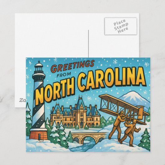 NORTH CAROLINA BRIEFKAART (Voorkant / Achterkant)