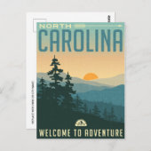 North Carolina Briefkaart Mountains Vintage Travel (Voorkant / Achterkant)