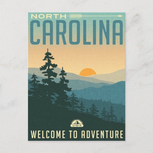 North Carolina Briefkaart Mountains Vintage Travel (Voorkant)