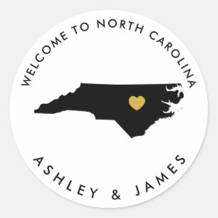 North Carolina Bruiloft Welkom Sticker voor Box Ba