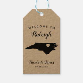 North Carolina bruiloft welkomsttas cadeau Labels Cadeaulabel