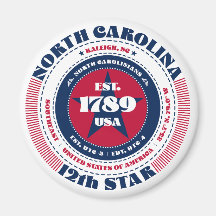 North Carolina Cirkel Typografie Souvenir Magneet