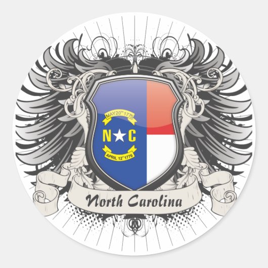 North Carolina Crest Ronde Sticker (Voorkant)