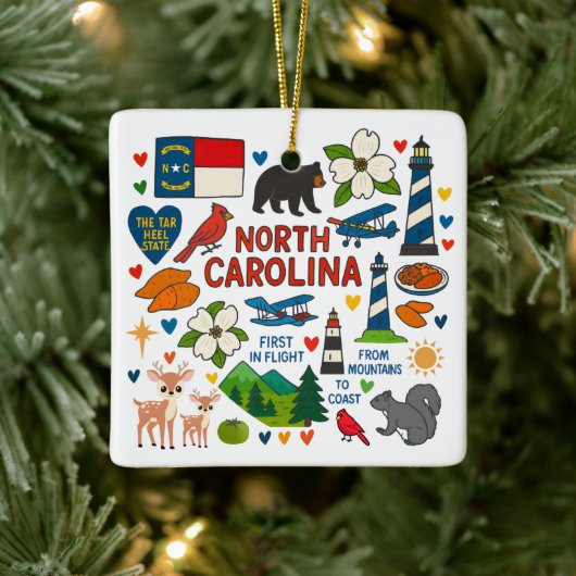 North Carolina Custom Family Trip Christmas Keramisch Ornament (Boom)