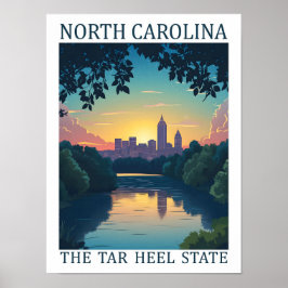 North Carolina de Tar Heel Staat USA Reisbestemmin Poster