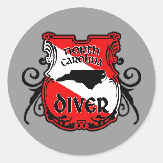 North Carolina Diver Ronde Sticker (Voorkant)