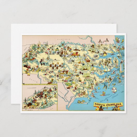North Carolina Funny kaart (Voorkant / Achterkant)