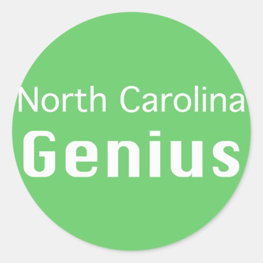North Carolina Genius Cadeaus Ronde Sticker (Voorkant)