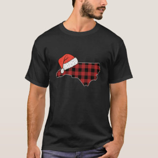 North Carolina geruite kerst Santa hoed vakantie M T-shirt