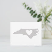 North Carolina Gray State Map Shape met Heart Briefkaart (Staand voorkant)