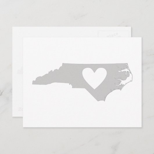 North Carolina Gray State Map Shape met Heart Briefkaart (Voorkant / Achterkant)