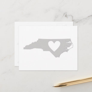 North Carolina Gray State Map Shape met Heart Briefkaart