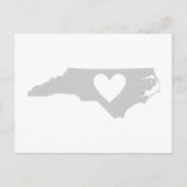 North Carolina Gray State Map Shape met Heart Briefkaart (Voorkant)
