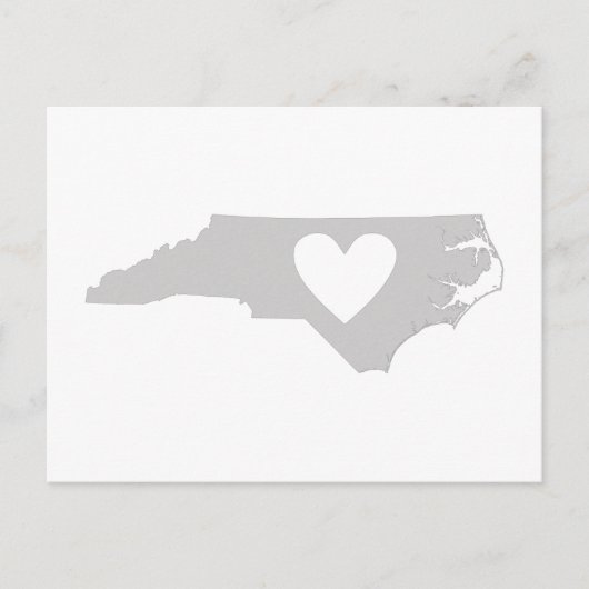 North Carolina Gray State Map Shape met Heart Briefkaart (Voorkant)