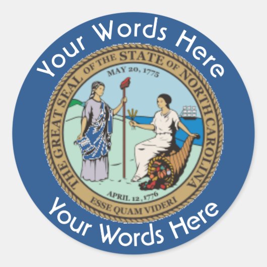 North Carolina Great Seal Custom Sticker (Voorkant)