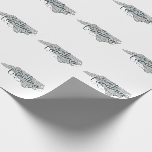 North Carolina:  grijze Typografische tekst Cadeaupapier (Hoek)