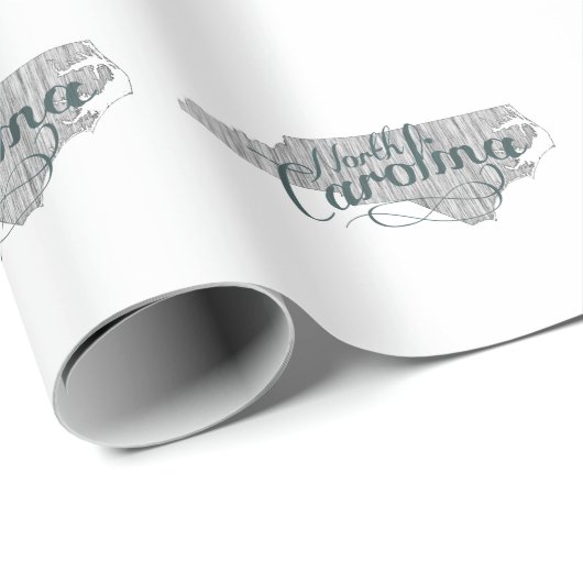 North Carolina:  grijze Typografische tekst Cadeaupapier (Rol Hoek)