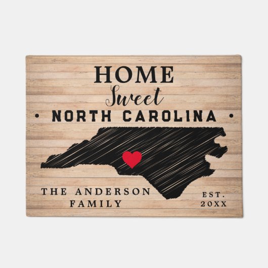 North Carolina Home State Kaart USA Minimal Welkom Deurmat (Voorkant)