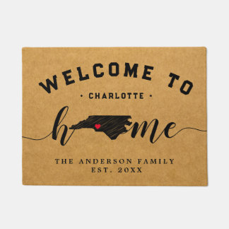 North Carolina Home State Kaart USA Minimal Welkom Deurmat