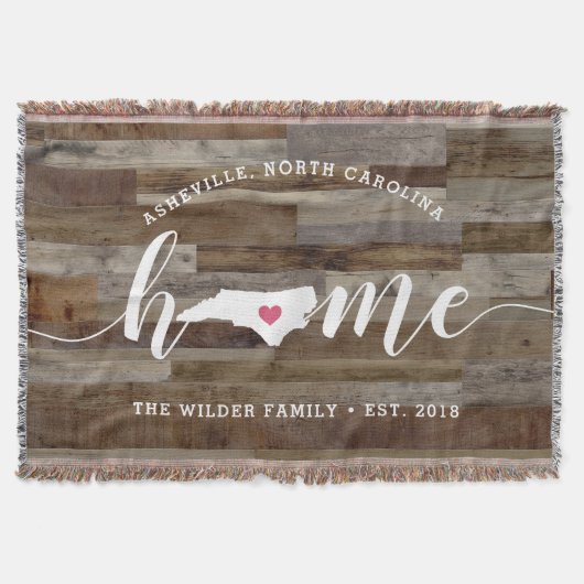 North Carolina Home State Personalized Wood Look Deken (Voorkant)