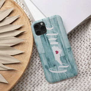 North Carolina Home State Turquoise Wood Kijk iPhone 16 Hoesje