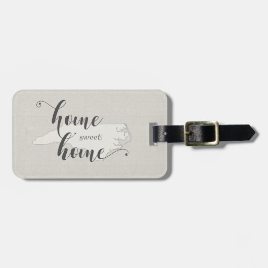North Carolina - Home Sweet Home burlap-look Bagagelabel (Voorkant horizontaal)