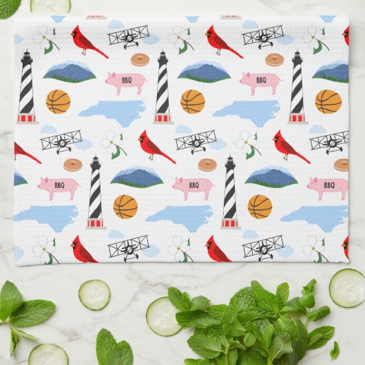 North Carolina Iconen Keukenhanddoek (Gevouwen)