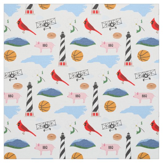 North Carolina Icons Fabric Stof (Swatch)