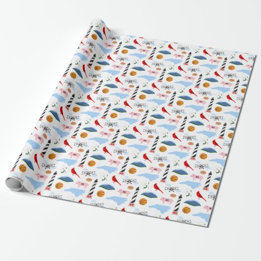 North Carolina Icons Wrapping Paper Cadeaupapier (Uitgerold)